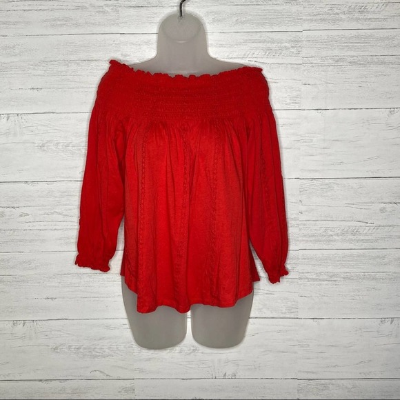 Ralph Lauren Off Shoulder Blouse Women Peasant Long Sleeve Embroidered Medium - Picture 3 of 10